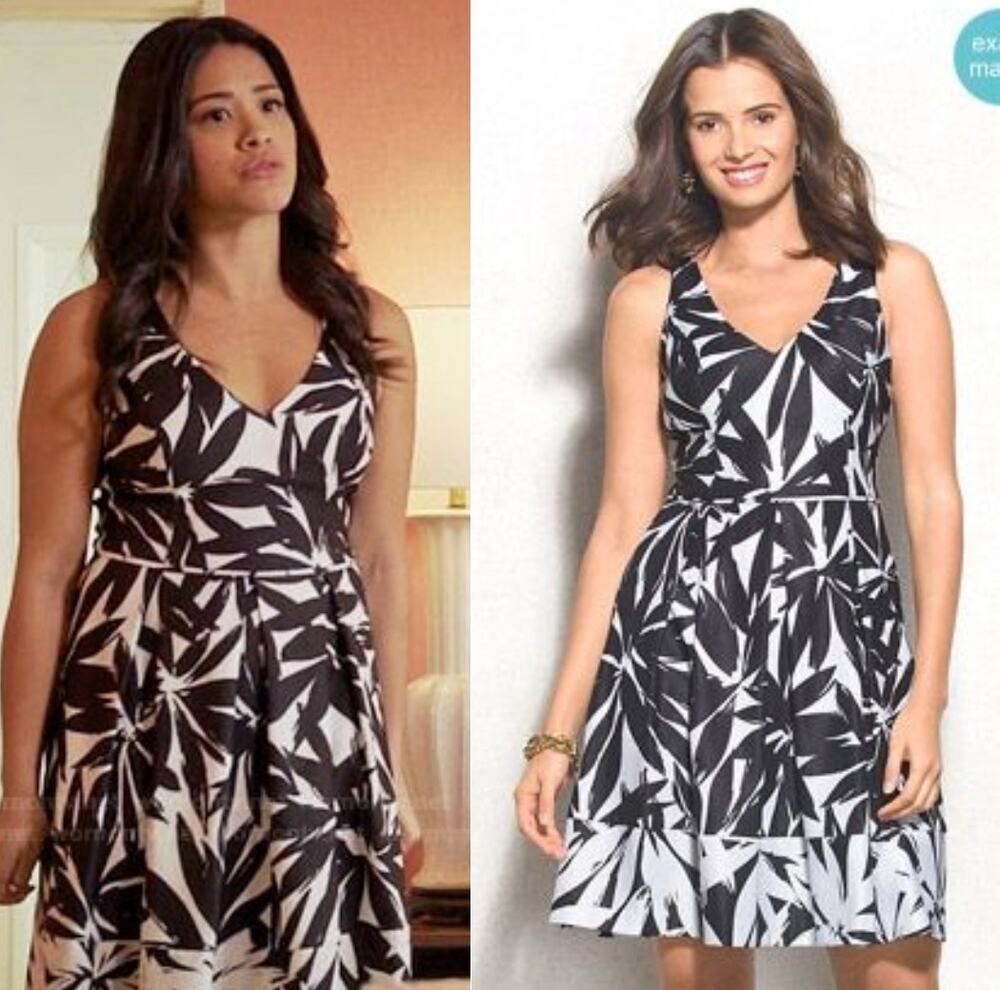 Beyond Ashley Graham Dress Womens Black White Tropical Leaves Pleats Pockets 14